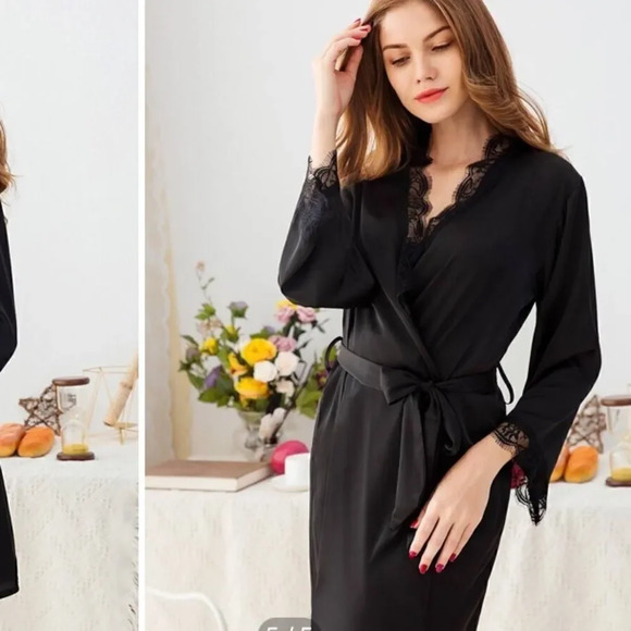 Shein black satin like robe - Picture 11 of 11